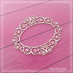 Чипборд "Узорная рамка овальная малая", 7х6 см (СкрапМагия)