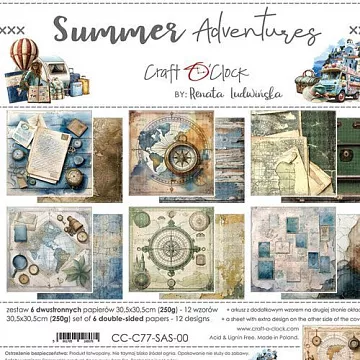 Набор бумаги 30х30 см "Summer adventure", 6 листов (CraftO'clock)