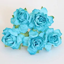 Букет больших кудрявых роз "Бирюзовый 2", 4 см, 5 шт (Craft)