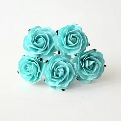 Букет огромных роз "Бирюзовый", 4 см, 5 шт (Craft)
