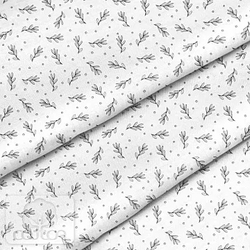 Отрез ткани 79х50 см "Веточки с точкой" (Cotton)