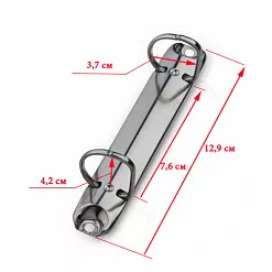D-образный кольцевой механизм, 2 кольца, диаметр 40 мм, длина 13 см, цвет серебро