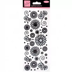 Наклейки с блестками "Черные ромашки" (DoCrafts)