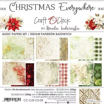 Набор бумаги 20х20 см "Christmas everywhere. Basic", 24 листа (CraftO'clock)