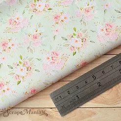 Отрез ткани 75х50 см "Свадебный букет. Цветы на зеленом" (ScrapMania)