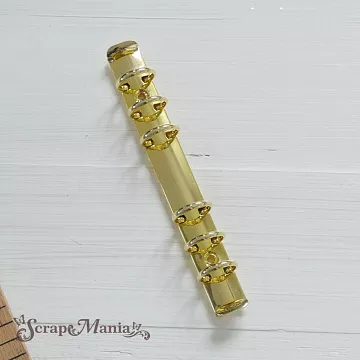 Кольцевой механизм, 6 колец, диаметр 30 мм, длина 18 см, цвет золото, формат А6, с триггером (Pty Китай)