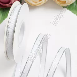 Лента репсовая с люрексом "Белый с серебром", 1 см, 1 м Лента репсовая с люрексом "Белый с серебром", 1 см, 1 м