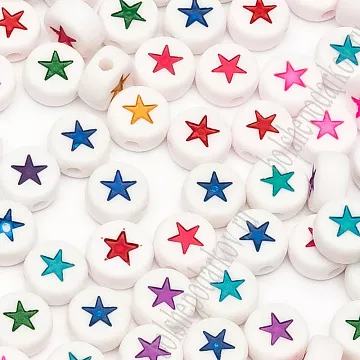 Набор бусин "Звездочки. Круглые разноцветные", 7 мм, 80 шт