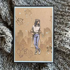 Штамп "Девушка в уггах", 3,3х9,6 см (Скрапклуб)