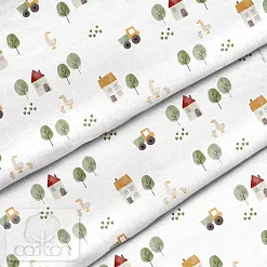 Отрез ткани 79х50 см "Деревенский пейзаж" (Cotton)