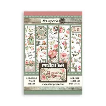 Набор веллума А5 на клеевой основе "House of Roses", 8 листов (Stamperia)