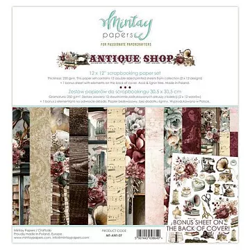 Набор бумаги 30х30 см "Antique shop", 12 листов (Mintay)