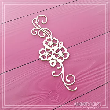 Чипборд "Цветочный завиток. Три цветка", 8,6х2,8 см (СкрапМагия)