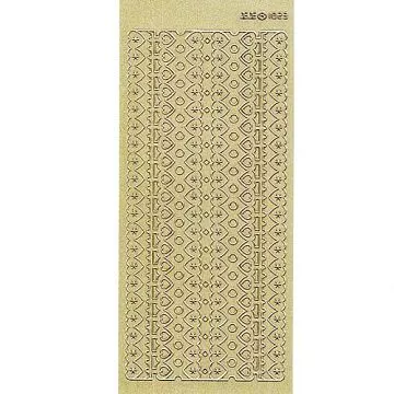 Контурные наклейки "Бордюры с кружевными сердцами", лист 10x24,5 см, цвет перламутровое золото (JEJE)