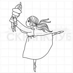 Штамп "Мари с щелкунчиком в руках", 6,8х8,7 см (Скрапклуб)