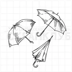 Штамп "Зонты", 5х4 см (Скрапклуб) Штамп "Зонты", 5х4 см (Скрапклуб)