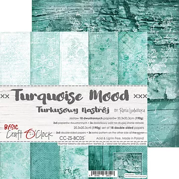Набор бумаги 20х20 см "Turquoise mood", 18 листов (CraftO'clock)
