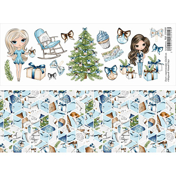 Лист с картинками 10х30 см "Модный Новый Год" (ScrapMania)