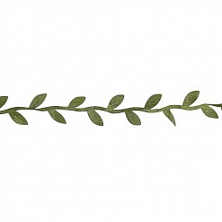 Лента атласная фигурная "Листья зелёные", ширина 2,5 см, длина 2,5 м