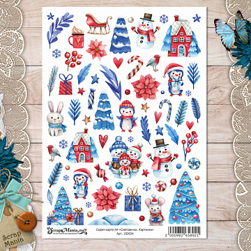 Скрап-карта А4 "Снеговички. Картинки" (ScrapMania)