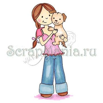 Штамп "Девочка с щенком"