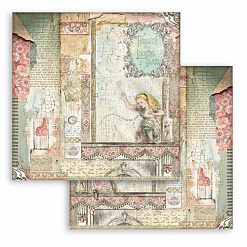 Набор бумаги 15х15 см "Alice through the looking glass", 10 листов (Stamperia)