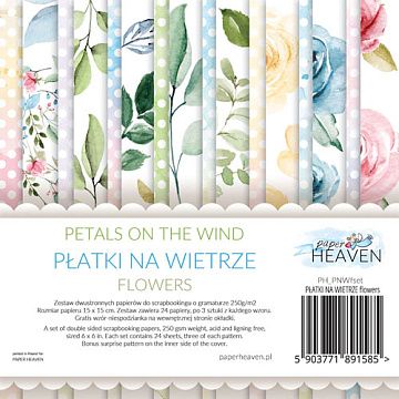 Набор бумаги 15х15 см "Petals on the wind. Цветы", 24 листа (Paper Heaven)
