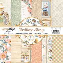 Набор бумаги 20х20 см "Bedtime Story", 12 листов (ScrapBoys)