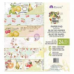 Набор бумаги 30х30 см с фольгированием "Fruit paradise", 24 листа (Prima Marketing)