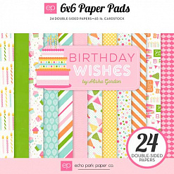 Набор бумаги 15х15 см "Birthday Wishes. Girl", 24 листа (Echo Park)