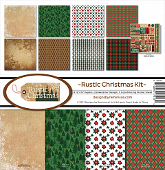 Набор бумаги 30х30 см с наклейками "Rustic Christmas", 8 листов (Reminisce)