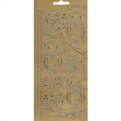 Контурные наклейки "Совы ABC", лист 10x24,5 см, цвет золотой (JEJE)