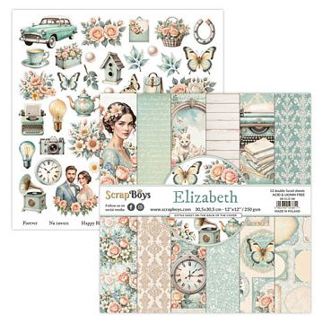 Набор бумаги 30х30 см "Elizabeth", 12 листов (ScrapBoys)