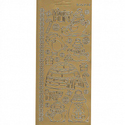 Контурные наклейки "Пингвины", лист 10x24,5 см, цвет золотой (JEJE)