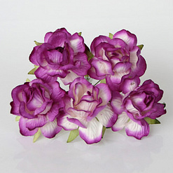 Букет больших кудрявых роз "Фиолетовый с белым", 5 шт (Craft)