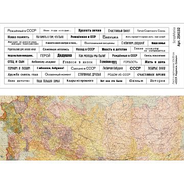 Лист с картинками 10х30 см "СССР. Надписи. Семья" (ScrapMania)