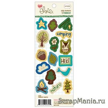 Набор пуговиц из чипборда "Forrest shapes" (Ki Memories)