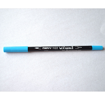 Маркер акварельный двусторонний "Le plume 2", толщина 0,3 мм, цвет магнетический голубой (Marvy Uchida)