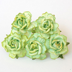 Букет больших кудрявых роз "Светло-зеленый 2", 4 см, 5 шт (Craft)