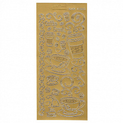 Контурные наклейки "Кофе-брейк", лист 10x24,5 см, цвет золото (JEJE)