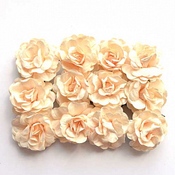 Набор бумажных роз с открытым бутоном "Бургунди. Крем-брюле", 12 шт (Mr.Painter)