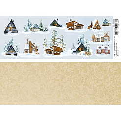Лист с картинками 10х30 см "Дачный Новый Год. Домики" (ScrapMania)