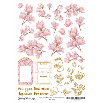 Скрап-карта А4 "Тайны вселенной. Нежность" (ScrapMania)