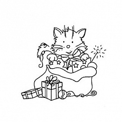 Штамп "Кот с подарками" (Студия "Елена")