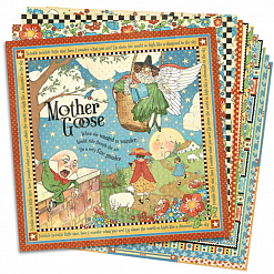 Набор бумаги 30х30 см с наклейками и высечками "Mother goose", 24 листа (Graphic 45)