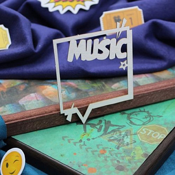 Чипборд "MUSIC в рамке 2047", 6,2х8,1 см (Fantasy)