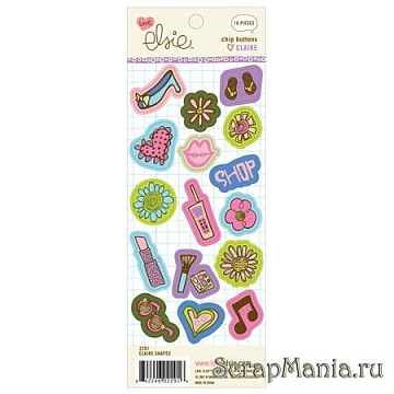 Набор пуговиц из чипборда "Claire shapes" (Ki Memories)