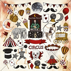 Набор бумаги 20х20 см "Circus", 16 листов (Summer Studio)