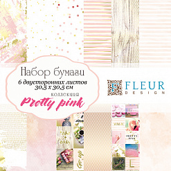 Набор бумаги 30х30 см "Pretty pink", 6 листов (Fleur-design)