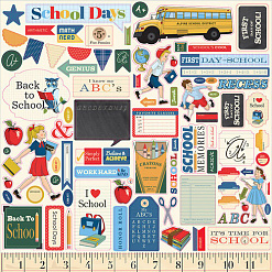 Набор бумаги 30х30 см с наклейками "School days", 12 листов (Carta Bella)